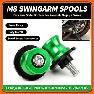 2Pcs M8 스윙암 스풀 리어 슬라이더 보빈 가와사키호환 닌자 400 650 Z900 Z1000SX ZX6R 바이크 오토바이 8