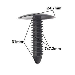 트렁크 길이 31mm 구멍 7mm 자동차 지붕 천장 커버 검정색 플라스틱 리벳 트림 패널 라이너 스냅 패스너 클