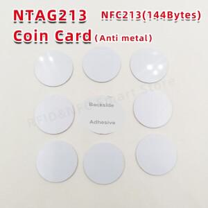 Rotundity 35mm NFC 코인 카드 213 안티메탈 13.56MHZ 144 바이트 범용 금속 표면 사용 가능 RFID nt-ag213