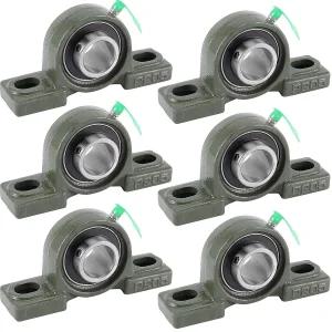 ZOENHOU 6 PCS 1인치 UCP205-16 베개 블록 장착 베어링 스크류 락이 있는 중장비용 솔리드 주철 베이스