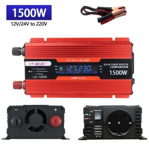 2KW 파워 인버터 12V 24V에서 220V 230V로 변환 2000W 1500W 1000W LCD 디스플레이 EU 소켓 태양광 인버터