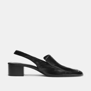 ZARA 가죽 슬링백 로퍼 힐 슈즈 - 블랙 1818/810/800