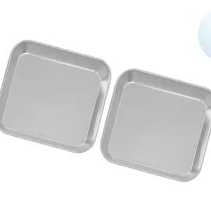 OCE 사각 스텐 그릇 파티 실버 접시 2P 14.5X14.5 다과 트레이 간식 테이블 홈파티 접시