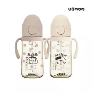 [유비맘]유비맘 봉쥬르몽자/알로하몽이 PPSU 원터치 빨대컵 280ml 1+ 1