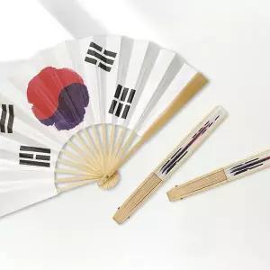 데일리 대형 태극기 대나무 실크 부채