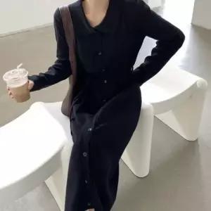 스터닝팩토리 3컬러 데일리웨어 편안한 랩 니트 카라 롱원피스 데일리룩 하객룩 오피스룩 데이트룩