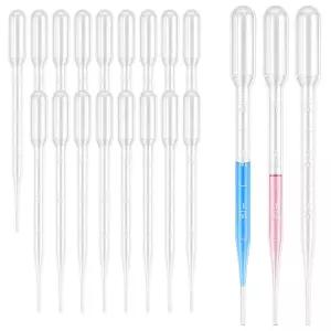 Zkupanx 20개입 3mL 일회용 플라스틱 드로퍼 피펫 - 수지 및 액체 에센셜 공예 실험실 눈금 정확한 간편한