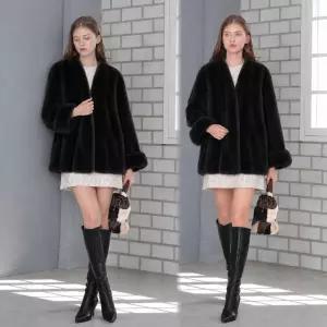 밍크터치 라인 에코퍼 하프코트