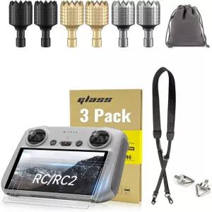DJI RC/RC2 컨트롤러 액세서리를 위한 LKTOP 스크린 프로텍터+랜야드+조이스틱 Mini 5/4/3 Mavic 3 Air