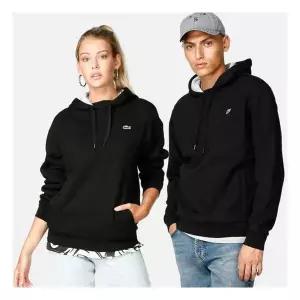 LACOSTE 플리츠 기모 후드 티셔츠 SH2128 - 블랙