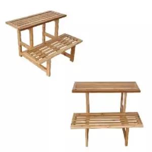 대나무 수납 선반 2단 DIY 계단형 화분 진열 인테리어