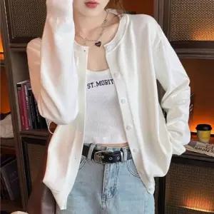 가디건 여성 소프트 라운드 긴팔 가을 이너 슬림핏 니트 카디건