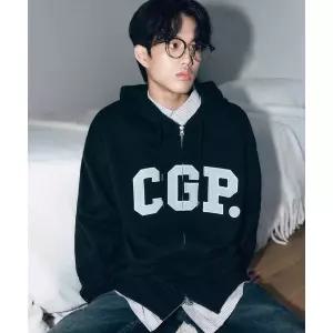 코드그라피 아치 로고 후드 집업_블랙 CBEBUTC3300