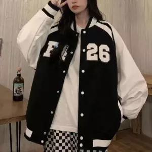 점퍼 자켓 JP 여성 배색 루즈핏 바시티 스타디움 야구