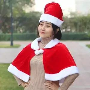 패션 폴리에스터 크리스마스 망토 두꺼운 따뜻한 여성용 판초 숄 산타클로스 의상 가을 겨울