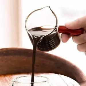 7day 내열유리 우드손잡이 샷잔(75ml) 눈금 판촉물