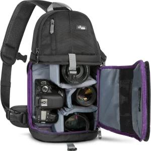 Altura 포토 카메라 슬링 백팩 캐논·니콘·소니용 크로스바디 DSLR 및 미러리스 GoPro에 적합하며
