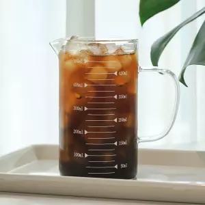 손잡이 저그 다용도 내열유리 계량컵 500ml 투명 커피 홈카페컵 다용도 유리 비커 계량컵 베이킹용품