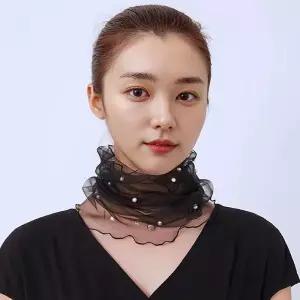 넥워머 겨울넥워머 진주 망사