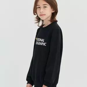 내셔널지오그래픽 키즈 K223UPB910 빅 로고 맨투맨/팬츠 셋업 CARBON BLACK