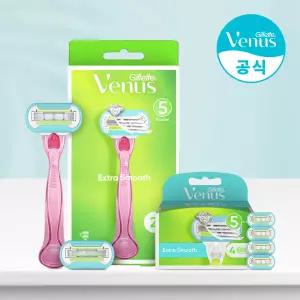 질레트 비너스 엑스트라 스무스 여성용 면도기 핸들 1입+면도날 6입
