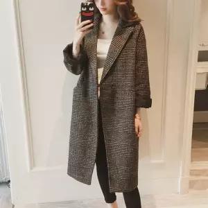 더블카라 여자 롱코트 아우터 체크패턴 클래식 겨울