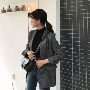 재킷 아우터 롤업 자켓 가을 여자 클래식 체크 봄 소매