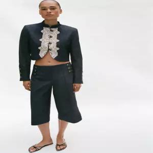[정품] 자라 ZARA 레이스 콤비 쇼트 재킷 - 인디고 7932/576/405
