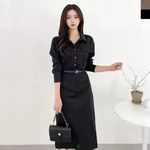 원피스 OPS 홈웨어 KAA 2276 여자 클래식 롱원피스 벨트포함
