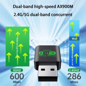 AX900 USB WiFi 6 블루투스 5.3 어댑터 2in1 동글 듀얼 밴드 2.4G&5GHz 네트워크 무선 Wlan 수신기 드라이