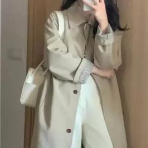롱 코트 자켓 데일리 바람막이 트렌치 싱글 여대생 봄 캐주얼 아우터 룩 간절기