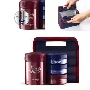 1mm 초박진공설계 보온도시락 1140ml 세트 [BRF71629]
