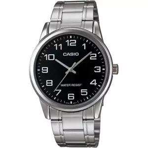 Casio MTP-V001D-1B 남성용 스탠다드 스테인리스 스틸 이지 리더 블랙 다이얼 시계