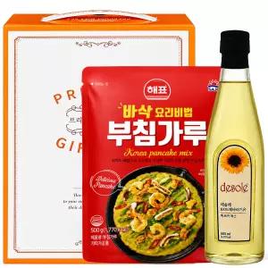 해바라기유500ml+부침가루500g 식용유선물세트 해표 롯데 설날 추석 명절 국수