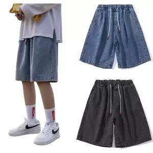 남성 데님 반바지 3XL 가을 캐주얼 스트링 밴딩 데일리 5부 청바지 3colors