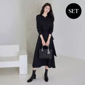[모리스커밍홈] 블라우스 + 플리츠 랩스커트 셋업_M2509SE055C