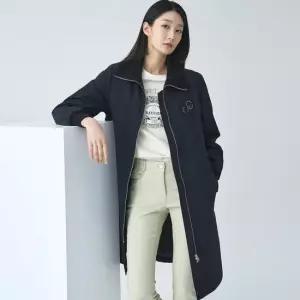 [지센] 여성 신클라우드 니트카라 롱 점퍼 LCCAO122_BK