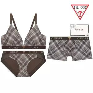 [롯데백화점]게스 [선물포장] 체크프린트 노와이어 커플속옷세트 GDWBR923GDWBP923GDMDR923DBR