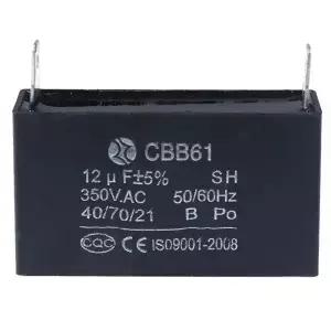 블랙 12uF 발전기 커패시터 CBB61 50/60Hz 350VAC 팬 모터