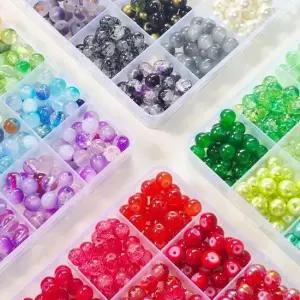 오너클랜 24칸 비즈세트 유리구슬 혼합구슬 8mm 480pcs 크렉무늬 크리스탈 비즈공예 비즈용품 비즈세트