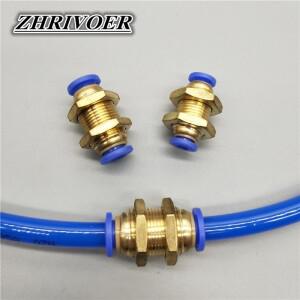 PM   일자 벌크 헤드 유니온 OD 호스 튜브 원터치 푸시 가스 커넥터 황동 퀵 피팅 4mm-12mm