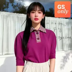 태그미 코튼100 배색 카라 티블라우스 3종 택1