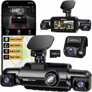 Neideso 360 Dash Cam 전후방 내장 4채널 카메라 무료 128GB 카드 5GHz WiFi 4K Dashcam GPS Night Vision