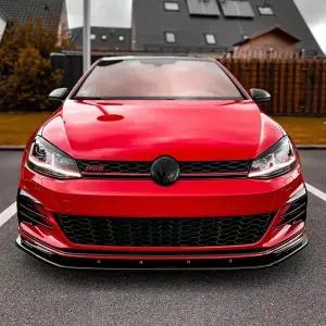 폭스바겐 골프 MK7 MK7.5 GTI GTD R R-라인 2013- 튜닝 범퍼 립 바디킷용 글로스 블랙 자동차 프론트 범퍼