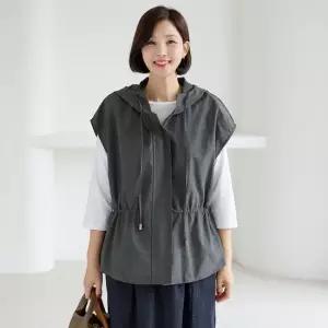 김여사 무료배송) 빅사이즈) 신상) 66-88) 바인드 스트링 후드 조끼 4VE608223 엄마옷 중년여성 50대 60대