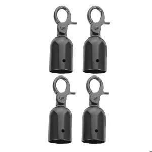 4Pcs 금속 로프 엔드 블랙 아연 합금 코드 엔드 캡 28Mm 로프 후크 스냅 패스너 공항 야외용
