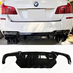 BMW 호환 5 시리즈 M5 F10 M 스포츠 2011- 바디 키트 튜닝 글로스 블랙용 자동차 리어 범퍼 디퓨저 발란스