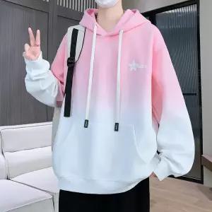 후드 티 가을 겨울 풀오버 맨투맨 그라데이션 핑크색 남자 남성 봄가을 시즌 2026 루즈핏 상의 청 학생용