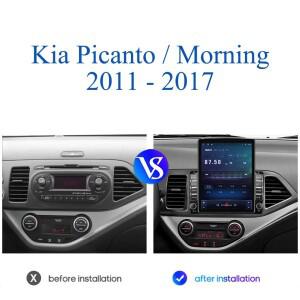 Carplay Auto 9.7'' 수직 스크린 자동차 라디오 오디오 스테레오 DVD 카세트 Kia Picanto Morning 2011-201