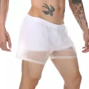 투명한 수영복 남자 비치 트렁크 한 수영 PVC Beachwear 반바지 Boardshorts 방수